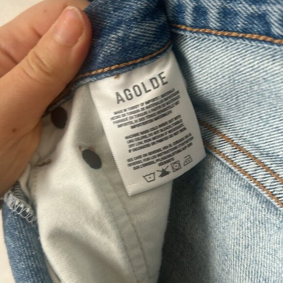 Agolde criss cross jean shorts size 23 revolve aritzia button fly long jorts - Picture 8 of 9